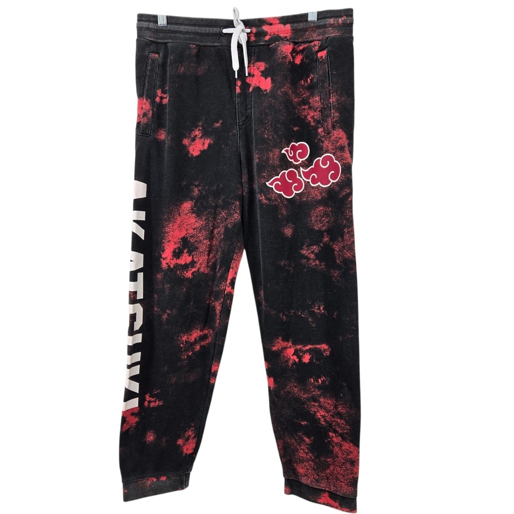 Naruto Shippuden Akatsuki Tie Dye Sweatpants Red Black Men's Medium Hot Topic